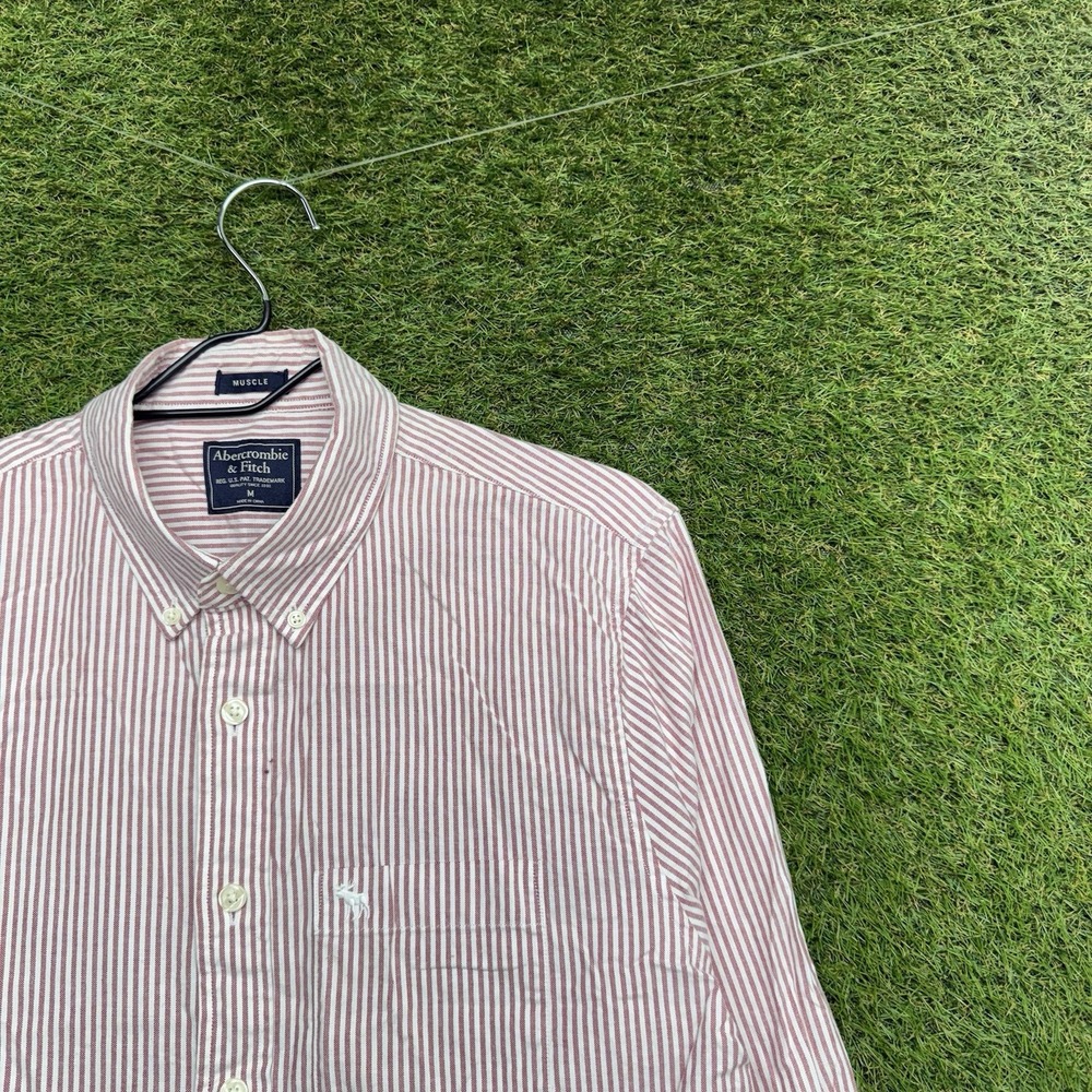 Abercrombie & Fitch Dress Shirt Mens Medium Long Sleeve Muscle Button Striped